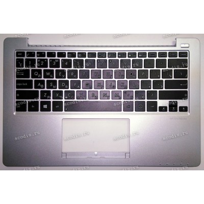 Keyboard Asus X201E-1B + topcase (90NB00L2-R31RU0) (Black-Silver/Matte/RUO) чёрная матовая русифицирован