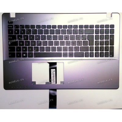 Keyboard Asus X550CA, X550CC, X550VA-1A, X550VB, X550VC + topcase (90NB00T1-R31FR0) (Black-Dark_Silver/Matte/FR) черная матовая