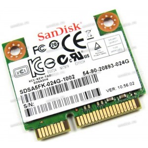 miniPCI-E SSD mSATA 24GB SanDisk SDSA5FK-024G-1002 half size (03B03-00080100, 54-90-20893-024G) SSD 24GB U100 MSATA HC/105602