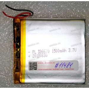АКБ Li-Pol 3,7V 1500mAh 70x66x3,2 mm с контроллером 2 pin (PL 326670) Texet TB-136, разбор