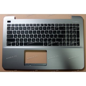Keyboard Asus X555D, X555DA, X555LI, X555LP-1B + topcase (0KNB0-6130RU00, 90NB07K2-R31RU0) (Black-Silver/Matte/RUO) Silver