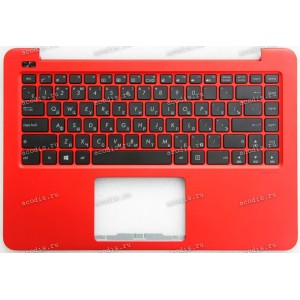 Keyboard Asus E402MA-1R + topcase + touchpad (0KNL0-4120RU00, 90NL0031-R31RU0) (Black-Red/Matte/RUO)