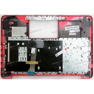 Keyboard Asus E402MA-1R + topcase + touchpad (0KNL0-4120RU00, 90NL0031-R31RU0) (Black-Red/Matte/RUO)