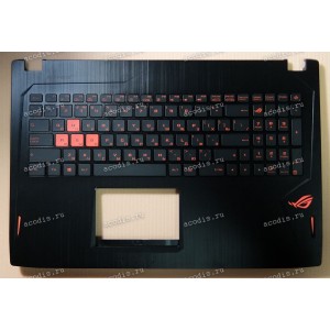 Keyboard Asus GL502V, GL502VT + topcase (13NB0AP1AP0311, 90NB0BJ1-R31RU0) (Black-Black/Matte/RUO/LED)