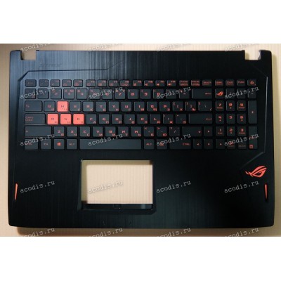Keyboard Asus GL502V, GL502VT + topcase (13NB0AP1AP0311, 90NB0BJ1-R31RU0) (Black-Black/Matte/RUO/LED)