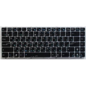 Keyboard Asus U30, U30JC, U30SD, U35, U35JC, U40, U40SD, UL30, UL30A, UL30VT, UL80, UL80VT черная с серебристой рамкой (04GNWT1KRU00-3) NEW original