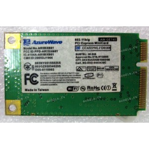 WLAN mini PCI-E U.FL card Azurewave AR5BXB61 802.11 b/g WLAN MPCI-E CARD Asus A3HF, A7M, A7T, A7TB, A7TC, A8H, F2HF, F3H, F3M, F3T, F3TC, F5M (p/n 04G033054020AN) Antenna connector U.FL