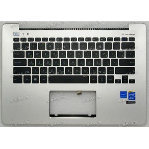 Keyboard Asus S301LA, S301LP серебристая, черные кнопки, русифицированный (13NB02Y1AM0211)+Topcase