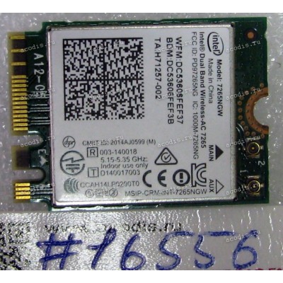 WLAN Mini PCI-E MHF4 Intel 7265NGW 802.11 b/g/n/ac BT 4.0 Asus UX303LA, UX303LN, UX305FA (p/n 0C012-00080400) Antenna connector MHF4 (NGFF/M.2)