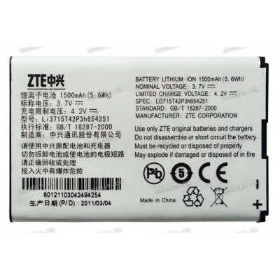 АКБ ZTE U900, U960, X920, WiFi роутер ZTE MF30/MF60, МТС 945 (3,7v, 1500mAh) Li3715T42P3h654251 new ор