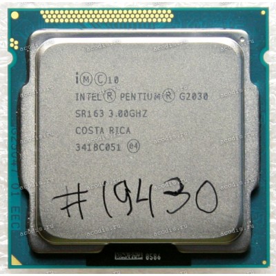 Процессор Socket LGA 1155 Intel Pentium G2030 (SR163) (2*3.0GHz, 2*256KiB, 3MiB, HD Graphics (6 EUs), GPU 650-1050 MHz, 22 nm, 55W) SR163 (P0), CM8063701450000, BX80637G2030, BXC80637G2030 