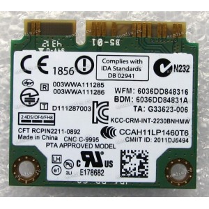 WLAN Half Mini PCI-E U.FL Intel Centrino 2230BNHMW 802.11 b/g/n BT 4.0 Lenovo Y400, Y500, Y410P, Y430P, Y510P, E330, E430, T430, V480, V580, K29 K49 E49 (p/n Lenovo FRU: 04W3765) Antenna connector U.FL