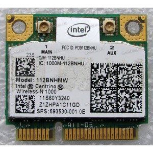 WLAN Half Mini PCI-E U.FL Intel Centrino 112BNHMW 802.11 b/g/n Lenovo ThinkPad L410, L412, L510, L512, R400, R500, SL410, SL510, T400, T400S, T410, T410S, T410Si, T420, T420i, T500, T510,  W500, W510, W700, W701, X100E, X200, X200S, X201, X201I, X201S, X2