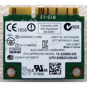 WLAN Half Mini PCI-E U.FL Intel Centrino Wireless-N 105BNHMW 802.11 b/g/n Lenovo ThinkCentre E73, E93, M62Z, M72E, M73, M82, M83, M92, M93 (p/n Lenovo FRU 04W3772) Antenna connector U.FL