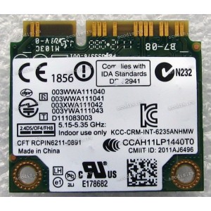 WLAN Half Mini PCI-E U.FL Intel Centrino Advanced-N 6235ANHMW 802.11 a/b/g/n BT4.0 Asus UX21A, UX31A, UX32A, UX32VD, UX51VZ, UX52VS (Asus p/n 0C012-00020200) Antenna connector U.FL