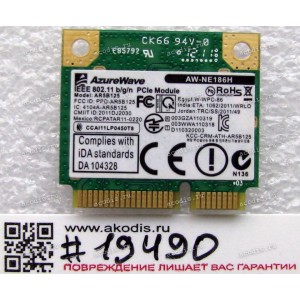 WLAN Half Mini PCI-E U.FL AzureWave AW-NE186H 802.11b/g BT4.0 (Asus p/n 0C001-00050000) Antenna connector U.FL
