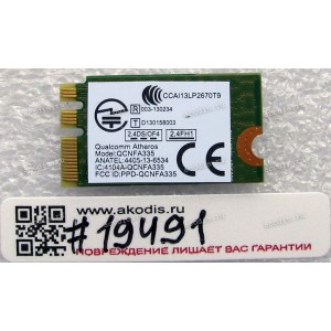 WLAN Half Mini PCI-E MHF4 Qualcomm Atheros QCNFA335 802.11b/g/n BT4.0 (Asus p/n 0C011-00060B00, Lenovo FRU: 04X6022) Antenna connector MHF4