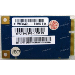 WLAN Mini PCI-E U.FL Atheros ATH-AR5BXB61 802.11b/g Samsung NP-R20, NP-R23, NP-R25 (p/n: AR5BXB61) Antenna connector U.FL