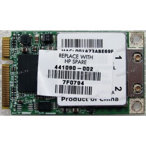 WLAN Mini PCI-E U.FL BroadCom BCM94311MCGHP3 REV P2 802.11 a/b/g HP Pavilion dv6500, Compaq Presario F500 (p/n: 441090-002) Antenna connector U.FL