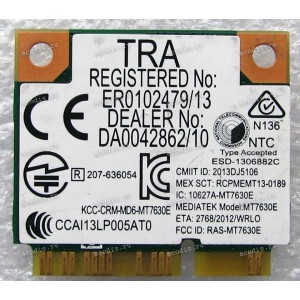 WLAN Half Mini PCI-E U.FL Mediatek MT7630E 802.11 a/b/g/n BT4.0+HS HP Pavilion 15 N010TX, HP Pavilion 15 N060SR, HP ENVY 17 J100, HP ProBook 450, Asus N551JK (Asus p/n 0C011-00042300, HP p/n 709011-001) Antenna connector U.FL