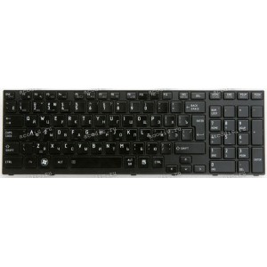 Keyboard Toshiba Satellite A660, A665-S6088 чёрная глянцевая рифлёная русифицированная (9Z.N4YBC.00R, PK130CX1A11)