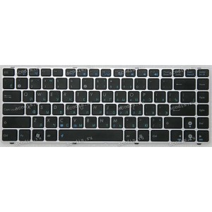 Keyboard Asus U30, U30JC, U30SD, U35, U35JC, U40, U40SD, UL30, UL30A, UL30VT, UL80, UL80VT черная с серебристой рамкой (04GNWT1KRU00-3)