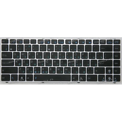 Keyboard Asus U30, U30JC, U30SD, U35, U35JC, U40, U40SD, UL30, UL30A, UL30VT, UL80, UL80VT черная с серебристой рамкой (04GNWT1KRU00-3)