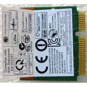 WLAN Half Mini PCI-E U.FL Realtek RTL8723AE 802.11 b/g/n BT4.0 Toshiba Satellite C855 (Toshiba p/n 0C011-00062100) Antenna connector U.FL WLAN Half Mini PCI-E U.FL Realtek RTL8723AE 802.11 b/g/n BT4.0 Toshiba Satellite C855 (Toshiba p/n 0C011-00062100) Antenna connector U.FL