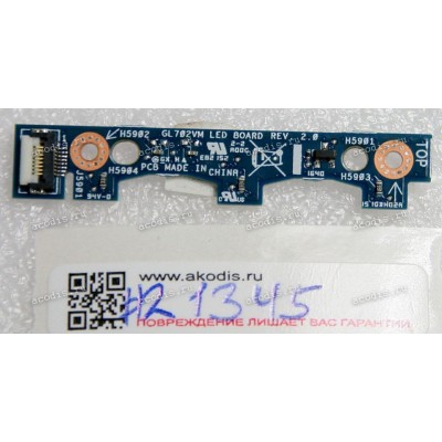 LED board Asus GL702VM (p/n 90NB0DQ0-R10010) REV:2.0