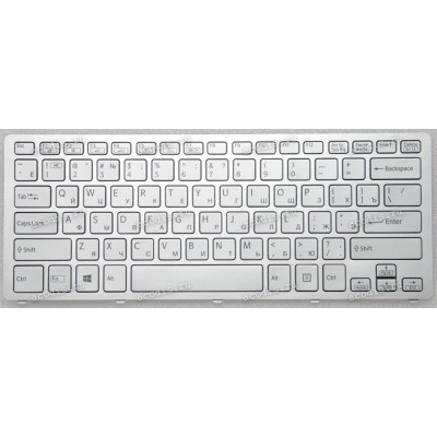 Keyboard Sony SVF14N1J2R, SVF14N2J2R, SVF14N1D4R с подсветкой, русифицированная, серебристая (149264051) с рамкой