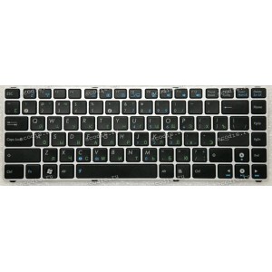 Keyboard Asus U20, UL20 чёрная на серебристой рамке, русифицированная (04GNX62KRU00-2, 0KN0-G62RU0211)
