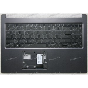 Keyboard Acer Aspire 5 A515-54G чёрная на тёмно-сером, матовая,  русифицированная (1KAJZZ70619, 29F106K7601, 6BHDEN7043, 42F15207601, EAZAU00205A) + Topcase original NEW