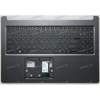 Keyboard Acer Aspire 5 A515-54G чёрная на тёмно-сером, матовая,  русифицированная (1KAJZZ70619, 29F106K7601, 6BHDEN7043, 42F15207601, EAZAU00205A) + Topcase original NEW