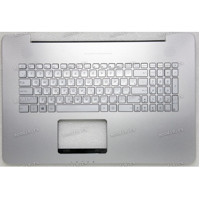 Keyboard Asus N752VX-1A серебристый металлик, русифицированная, подсветка (90NB0AY1-R30200) + Topcase