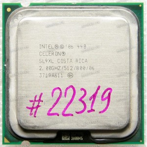 Процессор Socket LGA 775 Intel Celeron 440 (SL9XL) (2.00GHz=200MHz x 10, 512kB, 65nm, 800 MT/s, 1.05-1.3 V, 775pin, 35W) SL9XL (A1), HH80557RG041512
