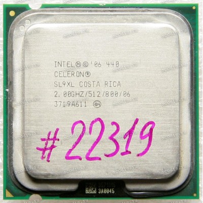 Процессор Socket LGA 775 Intel Celeron 440 (SL9XL) (2.00GHz=200MHz x 10, 512kB, 65nm, 800 MT/s, 1.05-1.3 V, 775pin, 35W) SL9XL (A1), HH80557RG041512