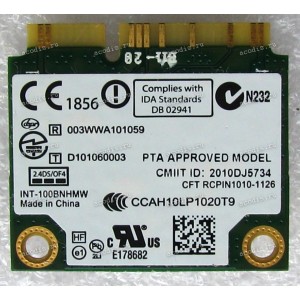 WLAN Half Mini PCI-E U.FL Intel Centrino Wireless-N 100BNHMW 802.11 b/g/n Asus B33E, K43SD, K43SJ, K53E, K53SC, K53SD, K53SJ, K53SK, K53SM, K53SV, N55SF, P43SJ, P53SJ, U24E, U30SD, U31SD, U36SD, U36SG (p/n 04G039001001) Antenna connector U.FL