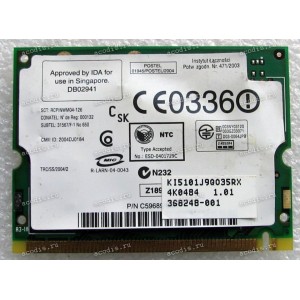 WLAN Mini PCI-E U.FL Intel PRO/Wireless 2200BG WM3B2200BG 802.11 b/g HP Compaq NX5000 (p/n: 368248-001) Antenna connector U.FL