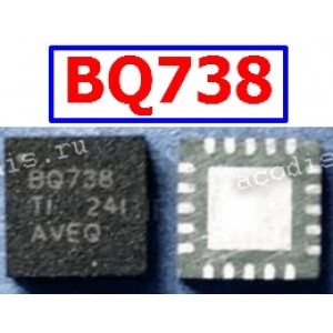 Микросхема Texas Instruments BQ24738, BQ24738H, BQ24738HRGRR, BQ24738RGRR, BQ738 QFN-20 Battery SMBus Charge Controller for Supporting Turbo Boost Mode 20-VQFN -40 to 85