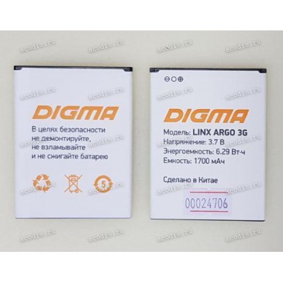 АКБ Digma Linx ARGO 3G (SP09429, 3,7v, 1700mAh)