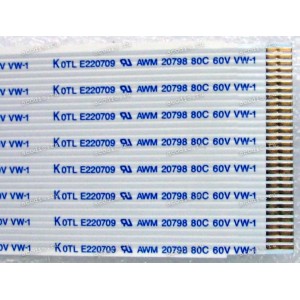 LCD LVDS FFC шлейф мониторный 30 pin обратный, шаг 1.0 mm, длина 204 mm LG 20M35A-B (p/n EAD62122568), с замком с одной стороны
