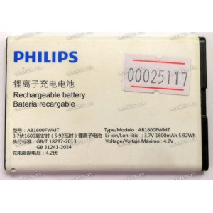 АКБ Philips Xenium E116, E160, E162, E168 AB1600GWMF AB1600GWMT AB1600FWMF AB1600FWMT (3,7v 1600mAh 5,92Wh) контакты с края new оригинальный