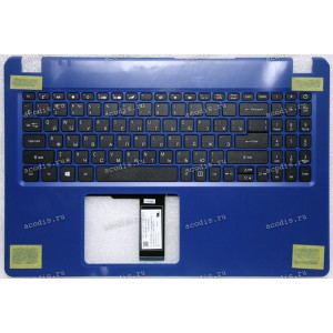 Keyboard Acer Aspire 3 A315-54-39 чёрная клавиатура, синий топкейс, русифицированная (SV5T_A72B, NKI151S051, 9190045FKA01, PK132CE2B04, AEZAU700110, FA2WE000320, AP2ME000120BLC1, V180566AS, 132CE2B04, 6BHHQN2005, AM2ME000100)+Topcase