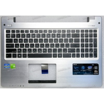 Keyboard Asus K56CB серебристый металл, русифицированная (13N0-N3A0311, 13GNUH1AM051-1)+Topcase