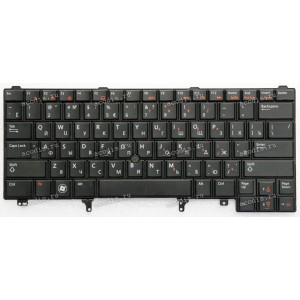 Keyboard Dell Latitude E6220, E6320, E6420 чёрная, матовая русифицированная, с подсветкой, трекпойнт (PK130FN2B06, V118925AS1, 0CW67D, 550114Q00)