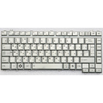 Keyboard Toshiba Satellite A200, A300 серебряная русифицированная (NSK-TAP0R, 9J.N9082.P0R, PK130180280)