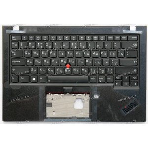 Keyboard Lenovo ThinkPad X1 Carbon Gen 7 чёрная, матовая русифицированная (5M10V25554, 15104696, SN20R55582, PK131A12B06, 8SSN20R55582C, AM1A1000200)+Topcase GRP KBD BZL,RUS,WW,DB,CHY