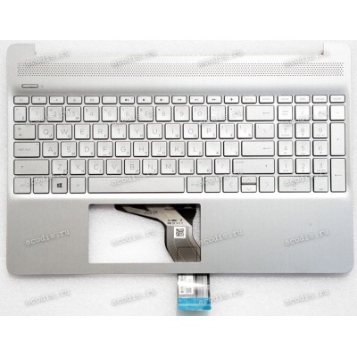 Keyboard HP 15-ef, 15-dy, 15-dw, 15s-eq, 15s-eq004ur, 15s-fq серебристая в серебристом топкейсе русифицированная (M17184-251, L60341-251, 0P5, HPM16M6, AE0P5700120, 4D0P5TSTP00, SP5CD11226Q, L63578-251, TFQ EA0P500601A, BRP4D0P5TSTP00) +Topcase HP TOP COV