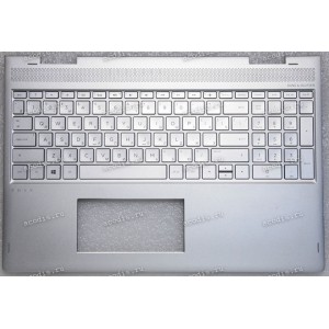 Keyboard HP Envy x360 15 (15-bp0xx through 15-bp1xx), 15m (15m-bp0xx through 15m-bp1xx) серебристая в серебристом топкейсе русифицированная с подсветкой (924353-251, 934640-251, 46M.0BXCS.0011, 460.0BX05.0001, 490.0BX07.0L0R, 920216-251, SG-86910-XAA, SN8