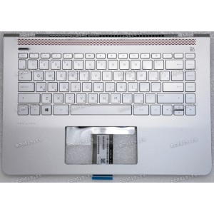 Keyboard HP Pavilion 14-BK, и, возможно 14-BP серебристая в серебристом топкейсе русифицированная (930257-251, 920824-B31, HPM16L93SU6920, CNYAEG717001107420KMN, HPM16L8, 938610-251, 3FG71TSTP00) +Topcase original HP Top Cover Esr W Kb Isk Std Tp